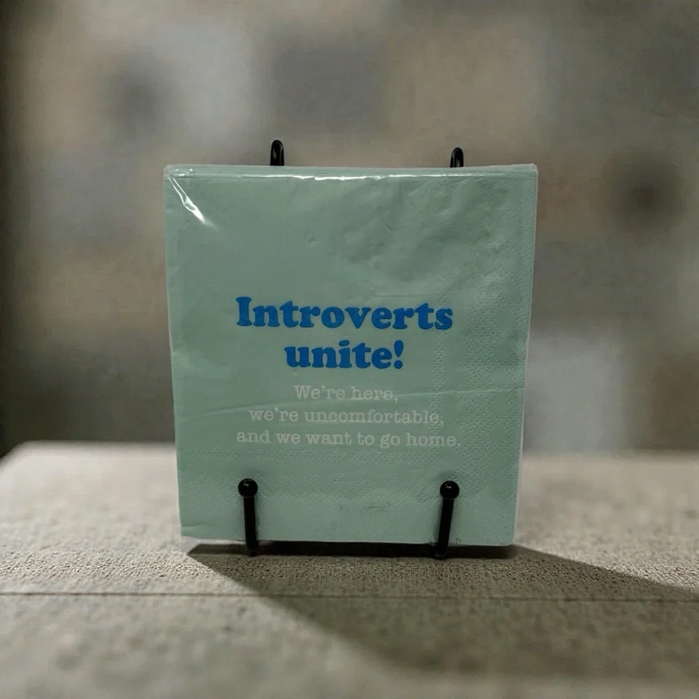 Introverts Unite! Green, Blue and White Party Napkins Set of 40